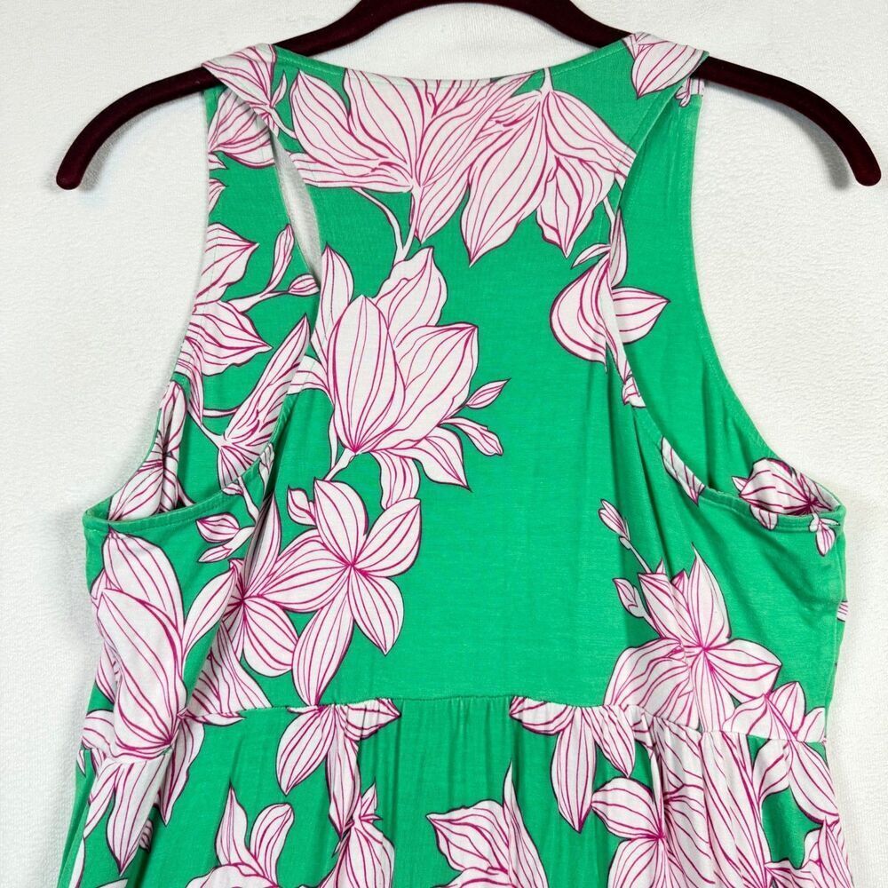 Cabi Weekend Dress 6217 Small Green Floral Sleeveless Tank Midi Dress Pockets - Picture 7 of 12
